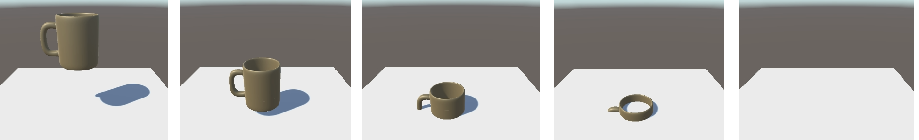 Caneca passando pela mesa.
