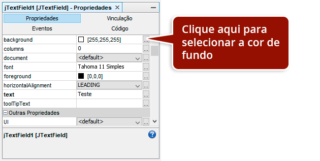 Propriedade para alterar a cor de fundo de um campo de texto