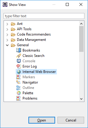  Abrindo o navegador web do Eclipse