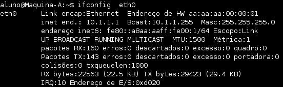 Execução de comando na máquina remota A