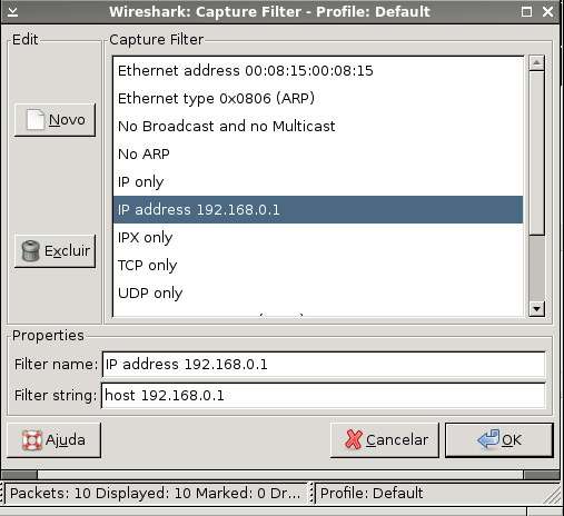 Filtros no Wireshark