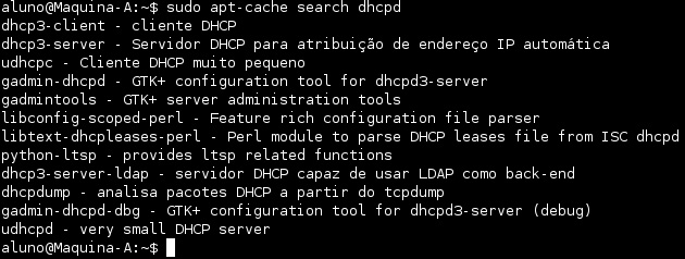 Pacotes do Linux que possuem alguma referência ao servidor DHCP.