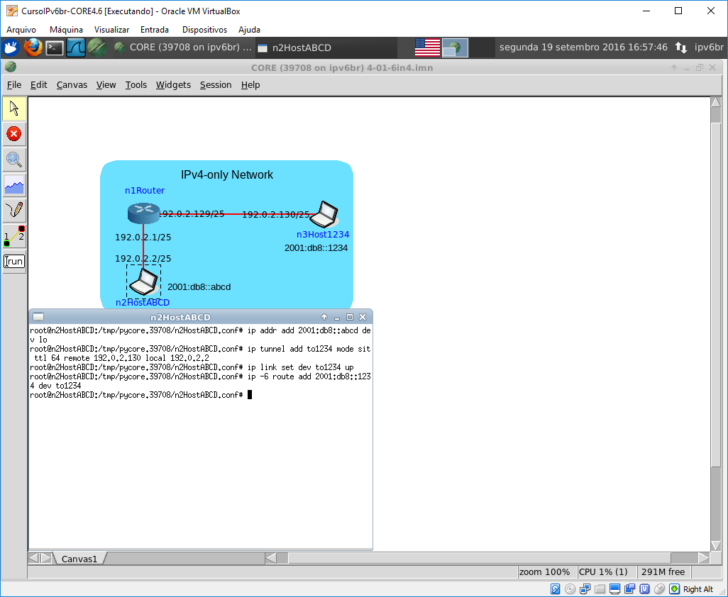 Configuração do túnel 6in4 no host n2HostABCD.